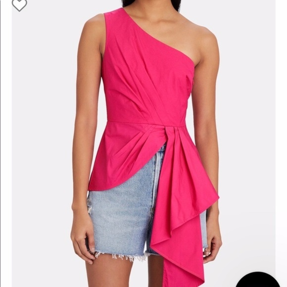 SELF-PORTRAIT One Shoulder Top Fuchsia - Picture 13 of 13